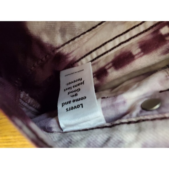 Pacsun 26 High Rise Straight Jeans Tie Dye Raw Hems Button Fly Eco Raspberry - Picture 9 of 13